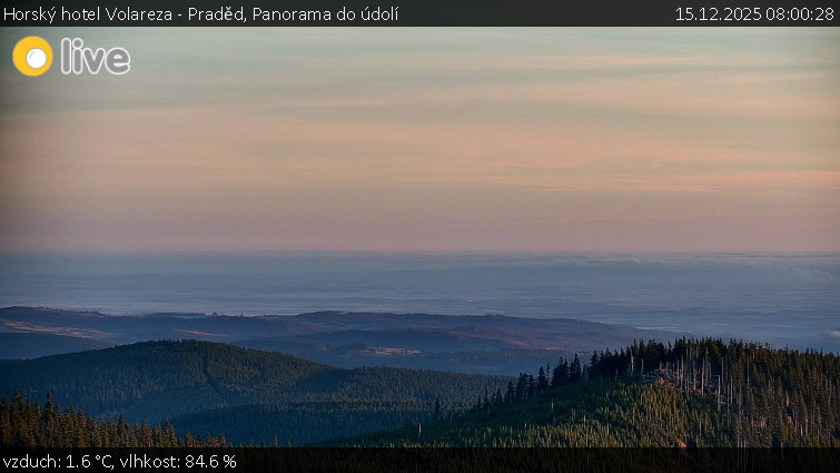 Horský hotel Volareza - Praděd - Panorama do údolí - 15.12.2025 v 08:00