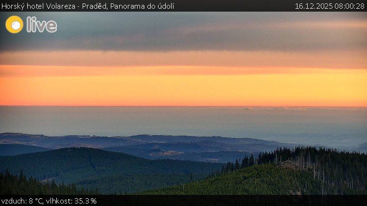Horský hotel Volareza - Praděd - Panorama do údolí - 16.12.2025 v 08:00