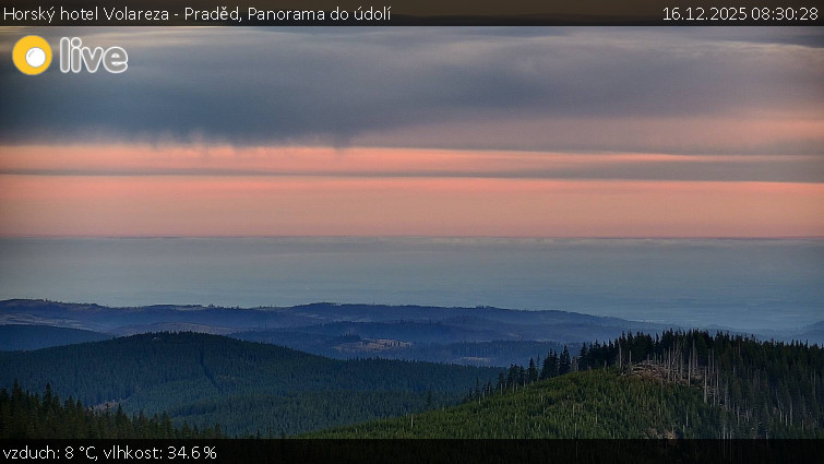 Horský hotel Volareza - Praděd - Panorama do údolí - 16.12.2025 v 08:30