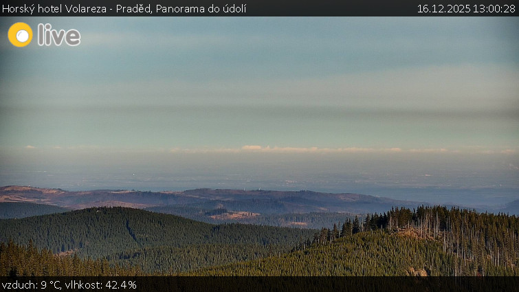Horský hotel Volareza - Praděd - Panorama do údolí - 16.12.2025 v 13:00