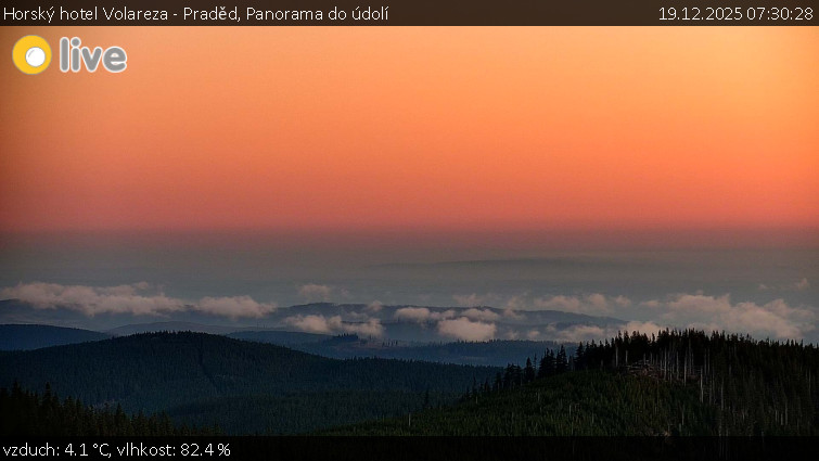 Horský hotel Volareza - Praděd - Panorama do údolí - 19.12.2025 v 07:30