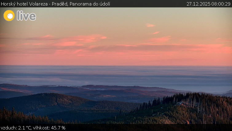 Horský hotel Volareza - Praděd - Panorama do údolí - 27.12.2025 v 08:00