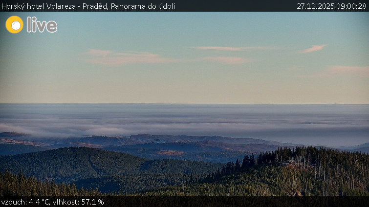Horský hotel Volareza - Praděd - Panorama do údolí - 27.12.2025 v 09:00