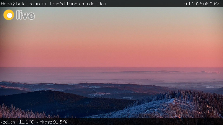 Horský hotel Volareza - Praděd - Panorama do údolí - 9.1.2026 v 08:00