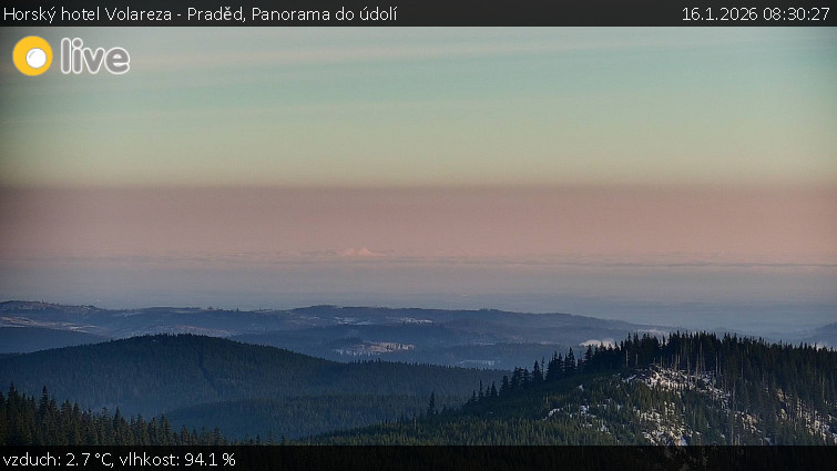 Horský hotel Volareza - Praděd - Panorama do údolí - 16.1.2026 v 08:30