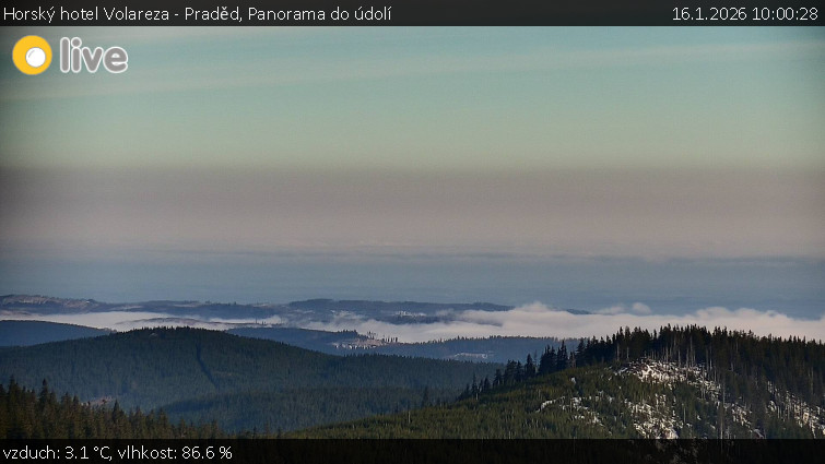 Horský hotel Volareza - Praděd - Panorama do údolí - 16.1.2026 v 10:00