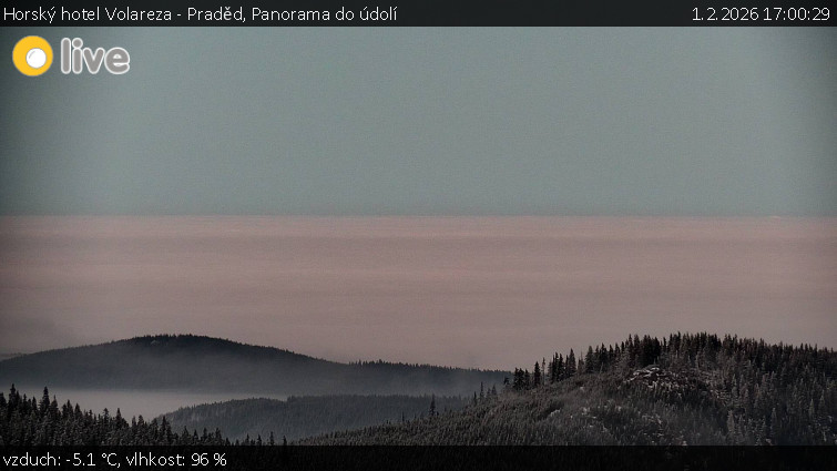 Horský hotel Volareza - Praděd - Panorama do údolí - 1.2.2026 v 17:00