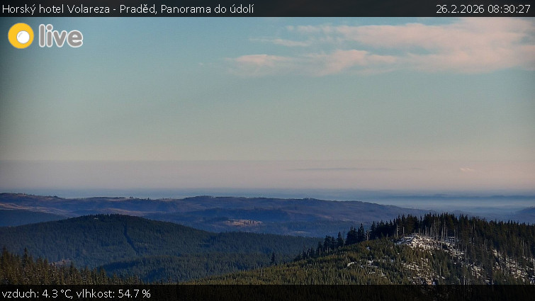 Horský hotel Volareza - Praděd - Panorama do údolí - 26.2.2026 v 08:30