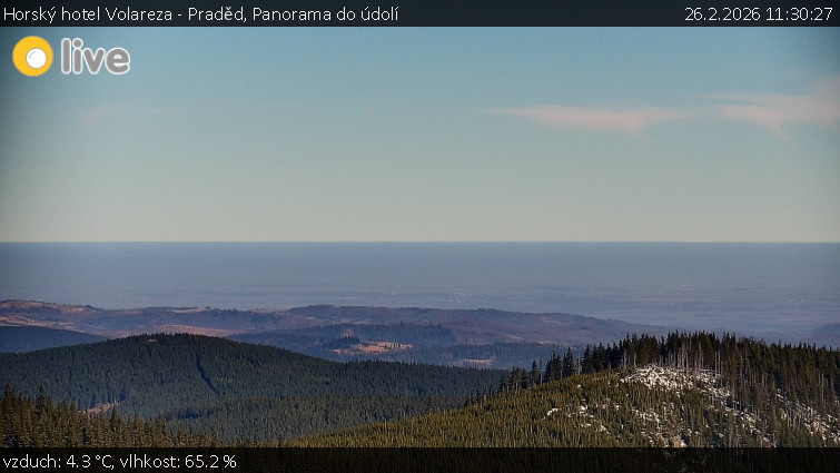 Horský hotel Volareza - Praděd - Panorama do údolí - 26.2.2026 v 11:30