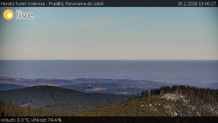 Horský hotel Volareza - Praděd - Panorama do údolí - 26.2.2026 v 13:00