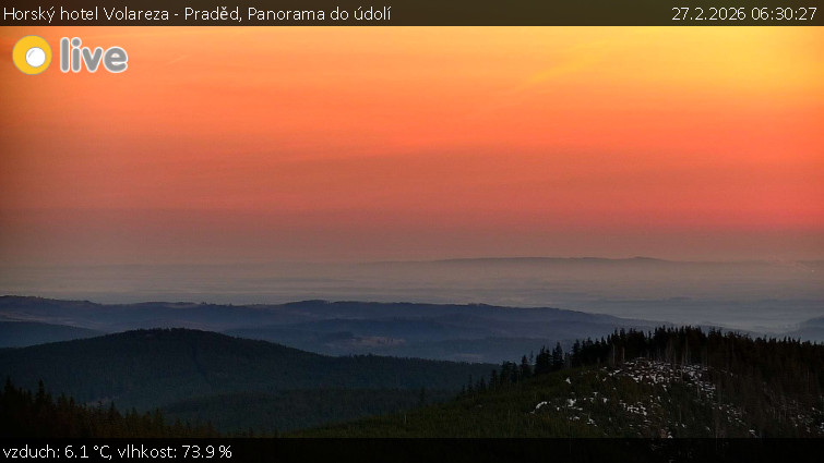 Horský hotel Volareza - Praděd - Panorama do údolí - 27.2.2026 v 06:30