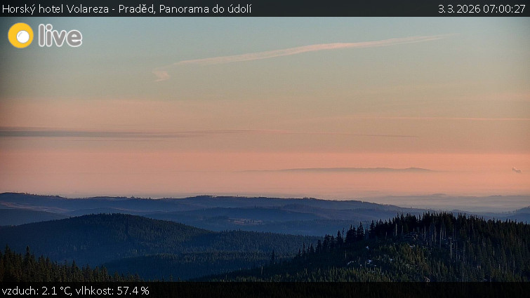 Horský hotel Volareza - Praděd - Panorama do údolí - 3.3.2026 v 07:00