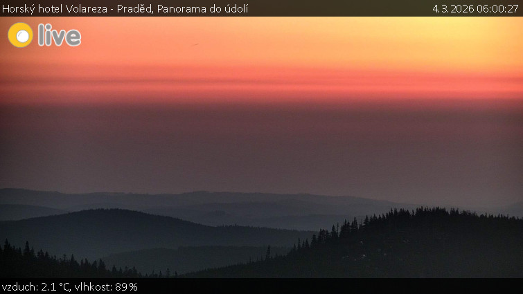 Horský hotel Volareza - Praděd - Panorama do údolí - 4.3.2026 v 06:00
