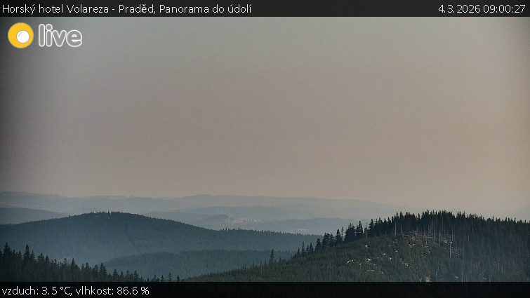 Horský hotel Volareza - Praděd - Panorama do údolí - 4.3.2026 v 09:00