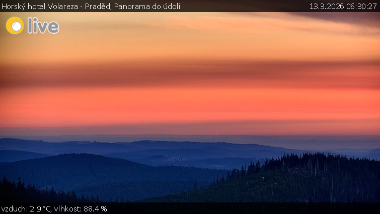 Horský hotel Volareza - Praděd - Panorama do údolí - 13.3.2026 v 06:30