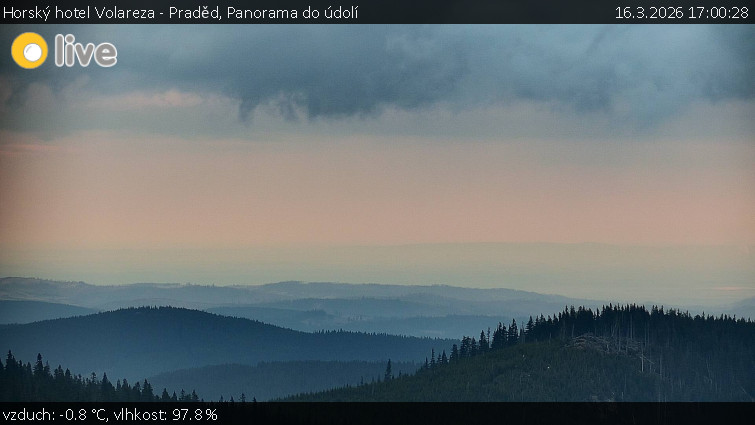 Horský hotel Volareza - Praděd - Panorama do údolí - 16.3.2026 v 17:00