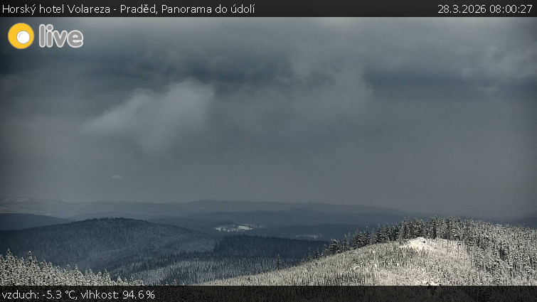 Horský hotel Volareza - Praděd - Panorama do údolí - 28.3.2026 v 08:00