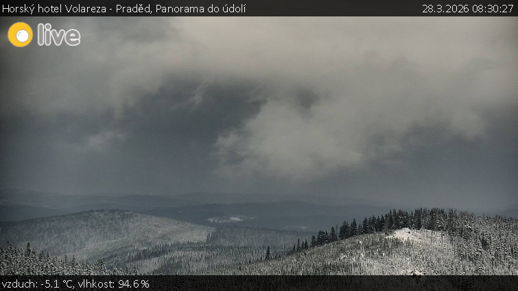Horský hotel Volareza - Praděd - Panorama do údolí - 28.3.2026 v 08:30