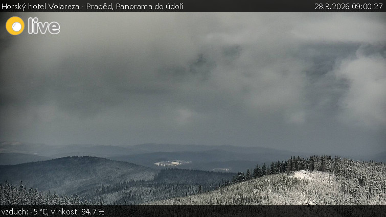 Horský hotel Volareza - Praděd - Panorama do údolí - 28.3.2026 v 09:00