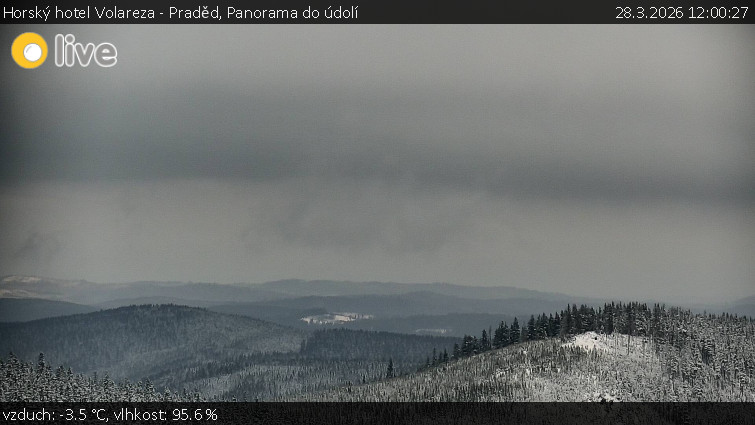 Horský hotel Volareza - Praděd - Panorama do údolí - 28.3.2026 v 12:00