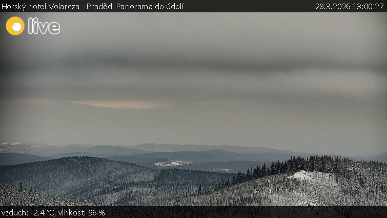 Horský hotel Volareza - Praděd - Panorama do údolí - 28.3.2026 v 13:00