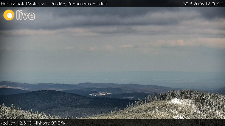 Horský hotel Volareza - Praděd - Panorama do údolí - 30.3.2026 v 12:00