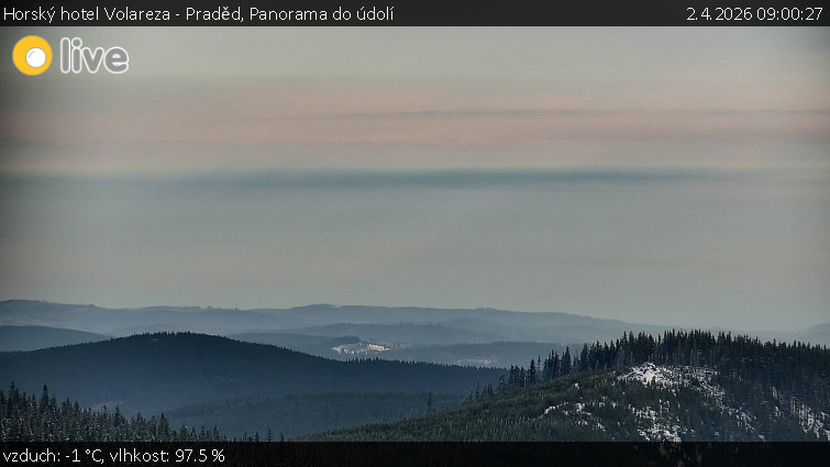Horský hotel Volareza - Praděd - Panorama do údolí - 2.4.2026 v 09:00