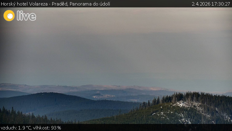 Horský hotel Volareza - Praděd - Panorama do údolí - 2.4.2026 v 17:30