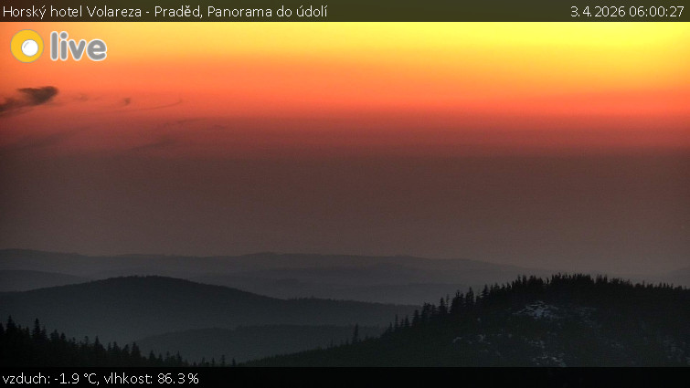 Horský hotel Volareza - Praděd - Panorama do údolí - 3.4.2026 v 06:00
