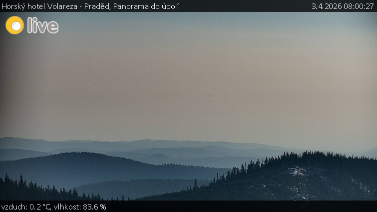 Horský hotel Volareza - Praděd - Panorama do údolí - 3.4.2026 v 08:00