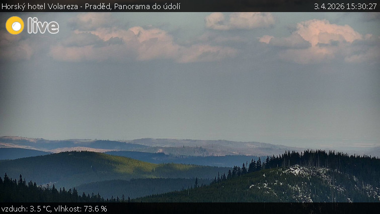 Horský hotel Volareza - Praděd - Panorama do údolí - 3.4.2026 v 15:30