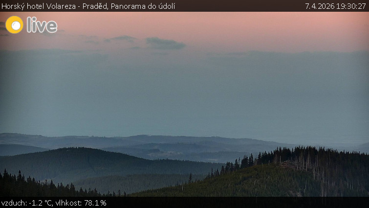 Horský hotel Volareza - Praděd - Panorama do údolí - 7.4.2026 v 19:30