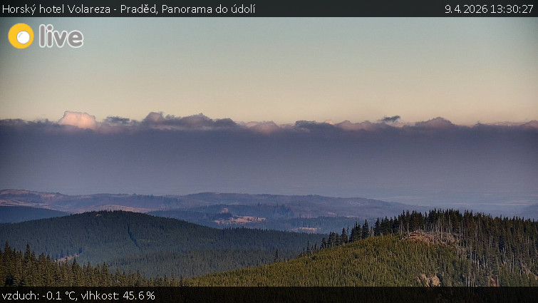 Horský hotel Volareza - Praděd - Panorama do údolí - 9.4.2026 v 13:30