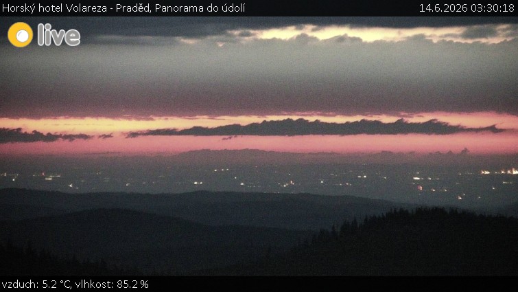 Horský hotel Volareza - Praděd - Panorama do údolí - 14.6.2026 v 03:30