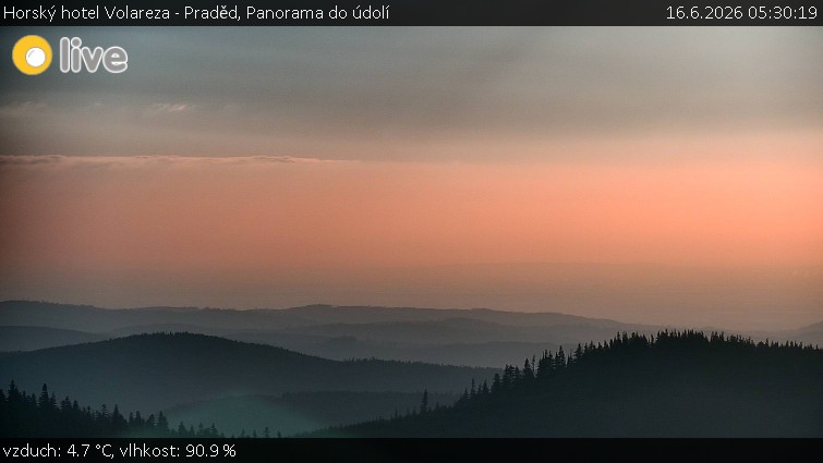 Horský hotel Volareza - Praděd - Panorama do údolí - 16.6.2026 v 05:30