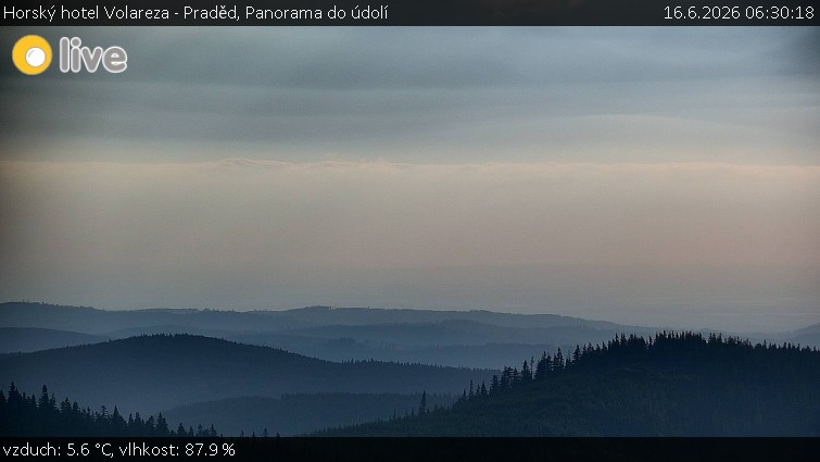Horský hotel Volareza - Praděd - Panorama do údolí - 16.6.2026 v 06:30