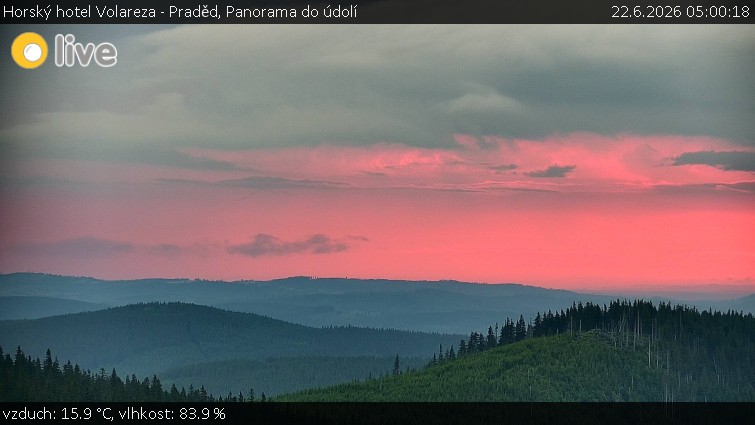 Horský hotel Volareza - Praděd - Panorama do údolí - 22.6.2026 v 05:00
