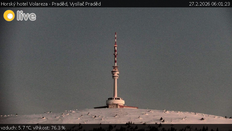 Horský hotel Volareza - Praděd - Vysílač Praděd - 27.2.2026 v 06:01