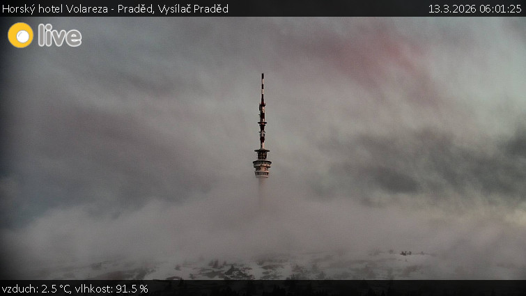 Horský hotel Volareza - Praděd - Vysílač Praděd - 13.3.2026 v 06:01
