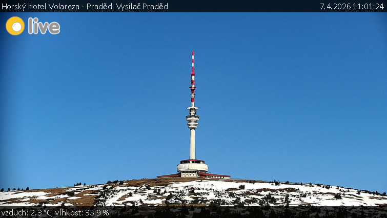 Horský hotel Volareza - Praděd - Vysílač Praděd - 7.4.2026 v 11:01
