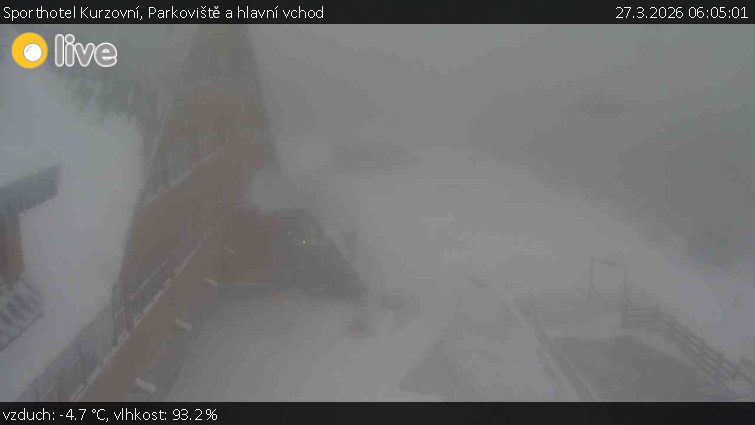 Sporthotel Kurzovní - Parkoviště a hlavní vchod - 27.3.2026 v 06:05