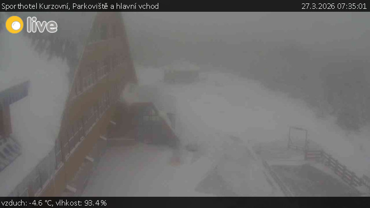 Sporthotel Kurzovní - Parkoviště a hlavní vchod - 27.3.2026 v 07:35