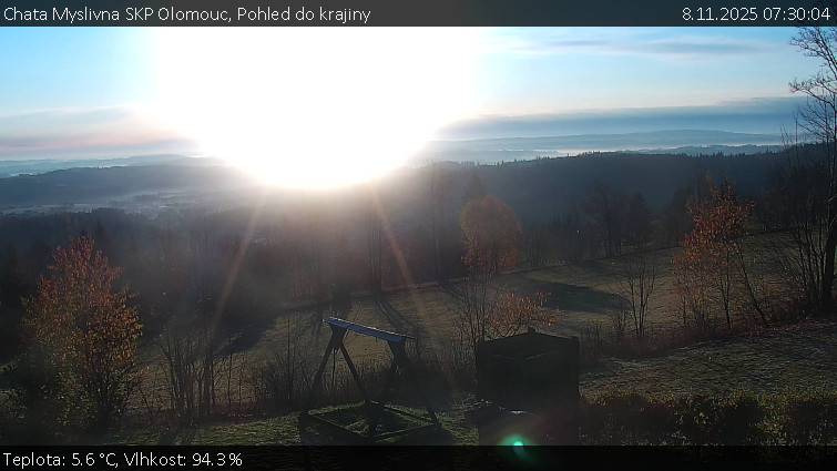 Chata Myslivna SKP Olomouc - Pohled do krajiny - 8.11.2025 v 07:30