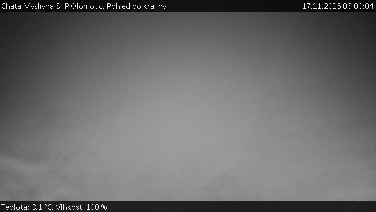 Chata Myslivna SKP Olomouc - Pohled do krajiny - 17.11.2025 v 06:00