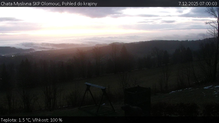 Chata Myslivna SKP Olomouc - Pohled do krajiny - 7.12.2025 v 07:00