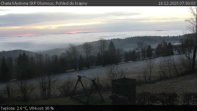 Chata Myslivna SKP Olomouc - Pohled do krajiny - 18.12.2025 v 07:30