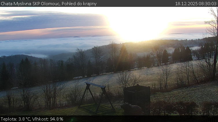 Chata Myslivna SKP Olomouc - Pohled do krajiny - 18.12.2025 v 08:30
