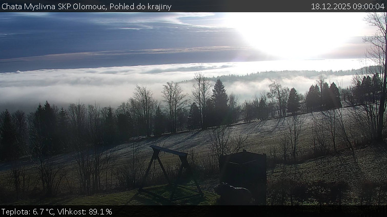 Chata Myslivna SKP Olomouc - Pohled do krajiny - 18.12.2025 v 09:00