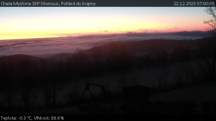 Chata Myslivna SKP Olomouc - Pohled do krajiny - 22.12.2025 v 07:00