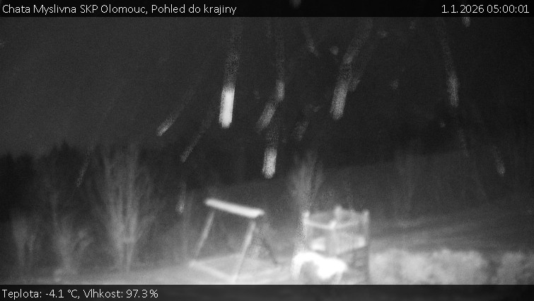Chata Myslivna SKP Olomouc - Pohled do krajiny - 1.1.2026 v 05:00
